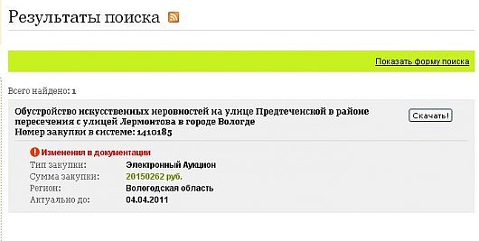 Обсуждение темы "лежачих полицейских" | на сайте закупок нашел информацию 