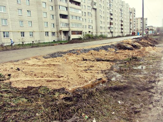 Дорога на ул. Карла Маркса - Фрязиновская | Место где делали смену коммуникаций, теперь засыпано песком